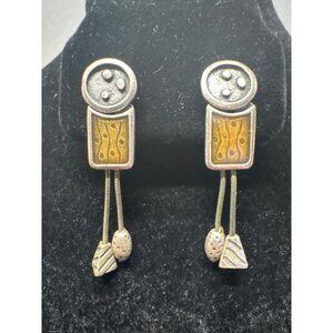 Chicos Statement Dangle Tassel Earrings With Mixed Metal Accents